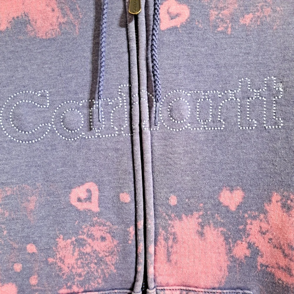 Carhartt Pink and Purple Tie-Dye Zip-Up Hoodie Sweatshirt Size Small - Picture 2 of 6